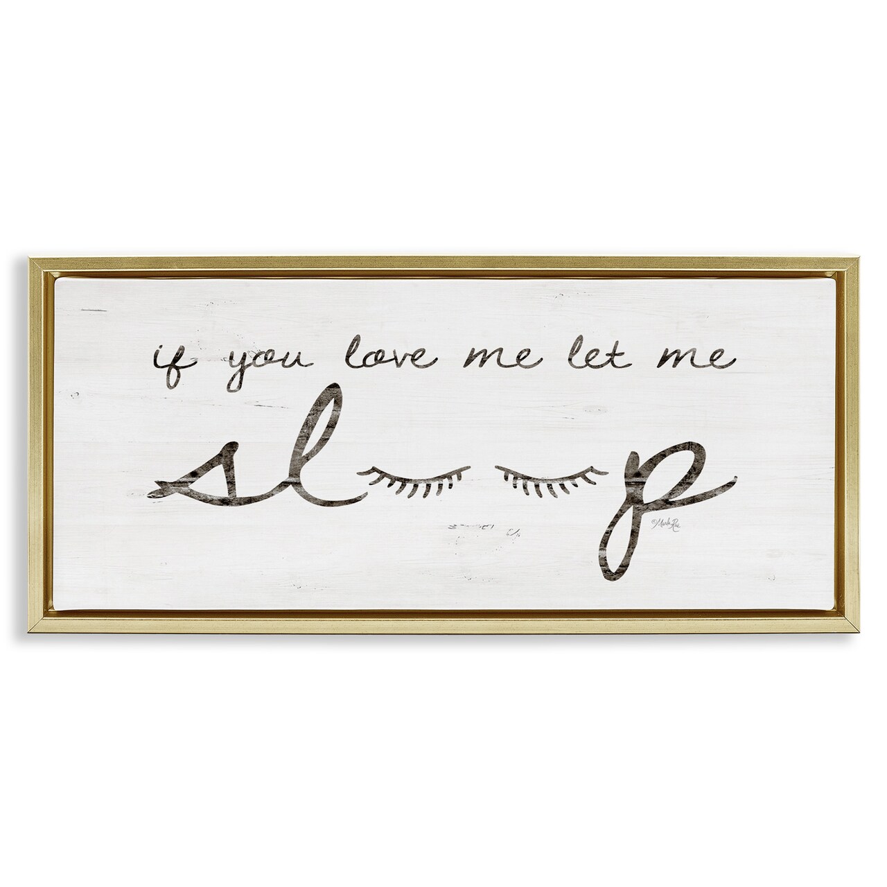 Stupell Industries Let Me Sleep Phrase with Eyelashes Framed Floater Canvas Wall Art